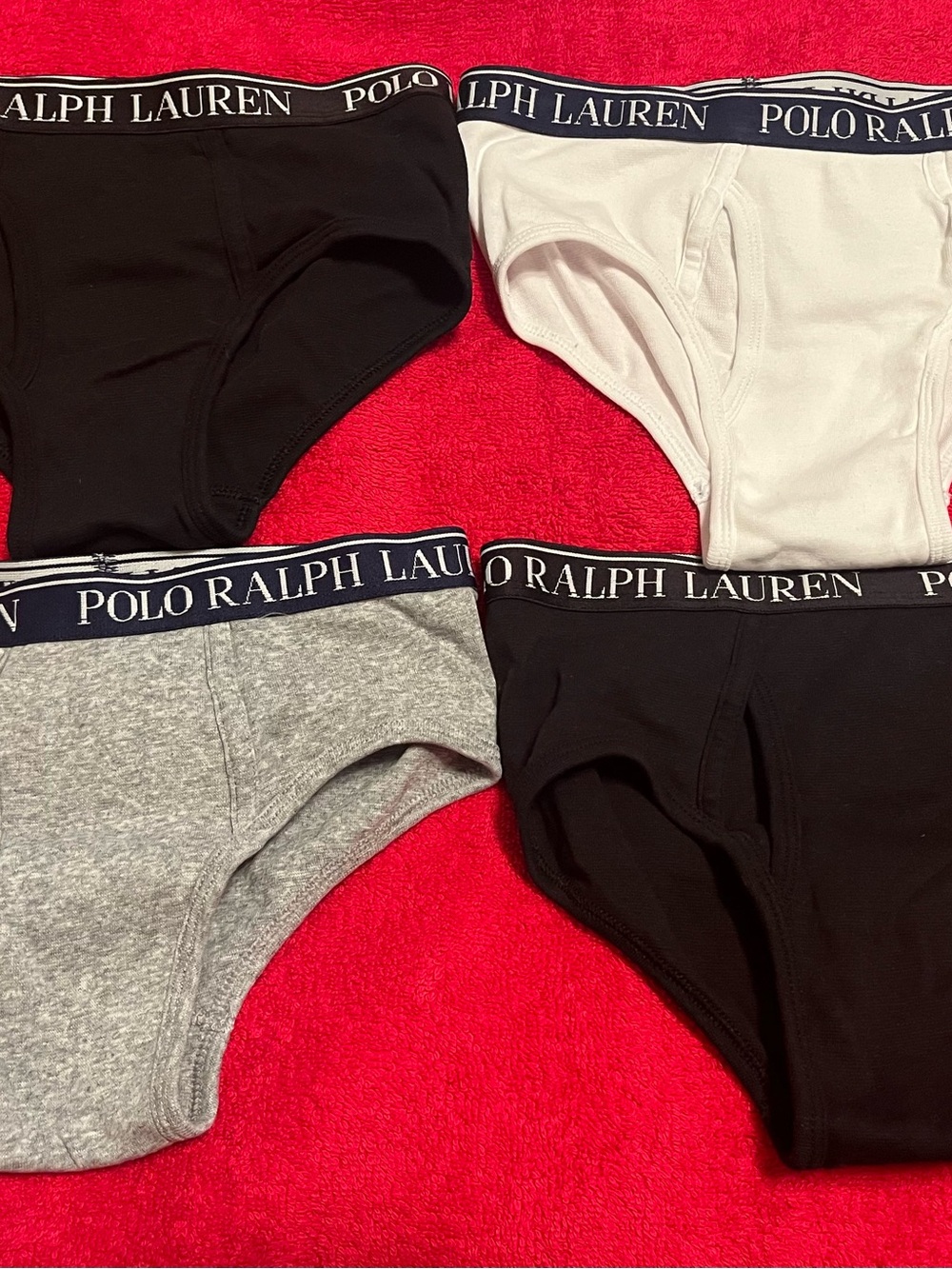 Polo by Ralph Lauren Briefs 4-Pack in Black, White & Gray, excellent condition